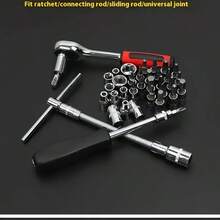 Halloween, Christmas, Exquisite Gifts, 46pcs Socket Set - 1/4 Inch Drive Socket Roller Wrench Set Mechanical Tool Kit For Auto Repair & Home, Metric Socket Set With Storage Box - Large 53 Pcs - View 5