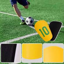 1 Pair Of Mini Master Football Shin Guards, Thick, Unisex, Light And Compact, Suitable For Calves And Comfortable To Wear-Suitable For All Seasons - Yellow - View 4