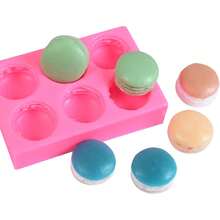 6pcs 3D Macaron Silicone Mold DIY Handmade Soap, Clay, Realistic Burger Silicone Mold