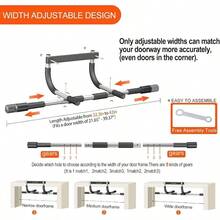 Pull Bar Doorway, Multiple Levels Width Adjustable Pull Bar Accurately Match Wide And Narrow Doorframe, Indoor Chin - Bar Workout Bar, USA Patent - Silver - View 2