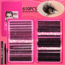 620/610/574 cụm mi riêng lẻ, hộp mi dung lượng lớn 10D-100D, mi giả cong chữ D 10-16mm, tạo đôi mắt to tự nhiên, mi giả kèm dụng cụ, tiện lợi mang theo khi đi du lịch và cũng thích hợp cho dịp Giáng sinh và tiệc tùng - Màu Hoa hồng đỏ - Xem 12