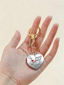 2个情侣标语“我爱你”钥匙扣，创意同心锁情感钥匙扣，心形钥匙，一对礼物吊坠，适合挂在背包上，钥匙扣吊坠是送给女朋友的完美礼物 - 彩色 - 查看 3