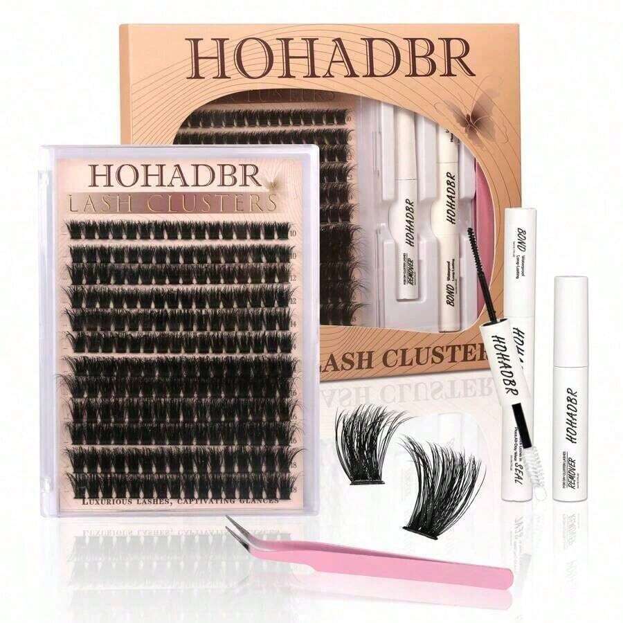 SGIAWETA-Lash Extension Kit Thick Eyelash Extension Kit 10-18mm Fluffy Lash Clusters 100D Individual Eyelashes Kit With Lash, Lash Remover, Lash Applicator, Lashes Extension-Birthdaygift - Tweezers*1 - 查看 1
