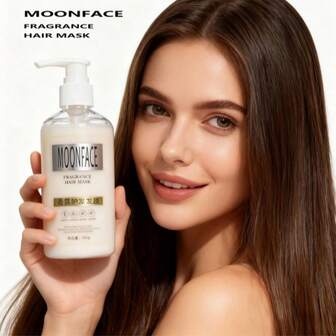 MOONFACE 香氛发膜，柔顺保湿，持久留香，改善分叉和干燥，令秀发亮泽柔顺，富有弹性。