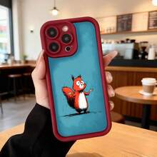 Cubierta de teléfono con borde negro y diseño de ardilla divertida en azul para uso diario en cafeterías Aplicable a los teléfonos de la serie Apple y Galaxy - Café integral - Ver 5