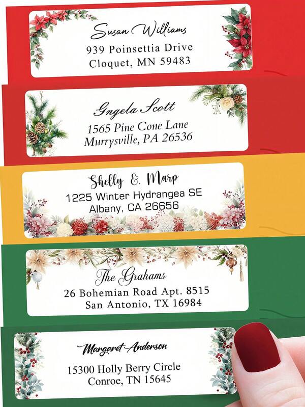 250 etiquetas personalizadas de dirección de remitente con diseño floral - Etiquetas de envío personalizadas de alto brillo en hojas - Pegatinas personalizadas autoadhesivas de remitente, adecuadas para decoración de habitaciones, decoración de baños, decoración de Halloween, decoración de cocinas, decoraciones de cumpleaños infantiles, decoraciones de fiestas, productos personalizados creativos