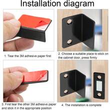 磁性橱柜门锁，磁性门锁可吸附在橱柜门和抽屉上，用于厨房橱柜，使抽屉保持关闭状态（黑色/银色） - 黑色 - 查看 10
