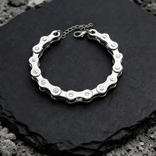1pc Punk Rock Unisex Bracelet, Stainless Steel Bicycle Chain Jewelry, Fashionable Motorcycle Chain Bracelet, Hip Hop Accessory, Daily Wear/Birthday Gift For Son, Husband, Boyfriend, Girlfriend, Unique Creative Bracelet