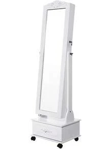 Schmuckaufbewahrungsschrank mit Spiegel und rollender Schubladenbasis große Schiebeschublade JBC61W