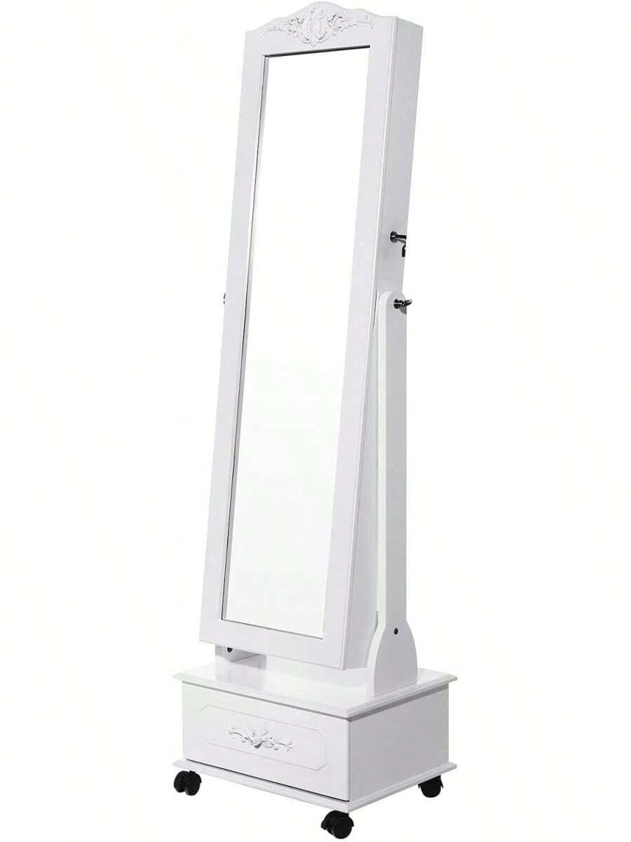 Schmuckaufbewahrungsschrank mit Spiegel und rollender Schubladenbasis große Schiebeschublade JBC61W