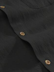 Men's Shirt Linen Long Sleeve Shirt,Camisa De Hombre,Long Sleeve Shirt For Men,Old Money Outfits Men,Outdoor Music Festival, Boyfriend/Husband Gift, Anniversary Gift,Suitable For Beach Vacation,Spring,Summer - 黑色 - 查看 8