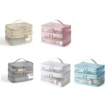 1pc Nylon Single/Double Layer Mesh Bag Travel Portable Toiletry Bag Large Capacity Makeup Organizer - Multicolor - View 6