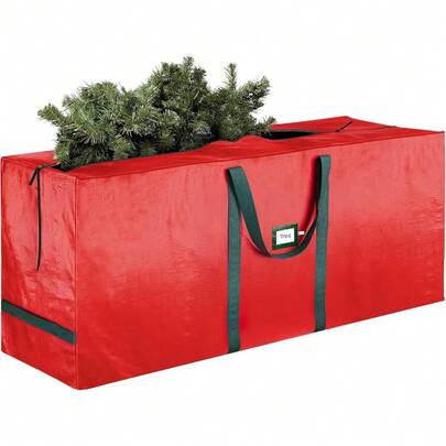 Heavy Duty Christmas Tree Storage Bag 7.5 Ft - Christmas Tree Bag Red - Tree Bags For Storage - Xmas Tree Storage Bag Holds 7.5 Ft Christmas Tree Bag For All Year Round Christmas Storage
