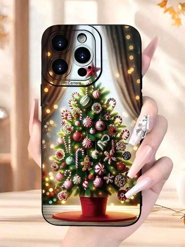Weihnachtsbaum mit Süßigkeiten und Lebkuchenmännern Handyhülle geeignet kompatibel mit iPhone 17, 17 Air, 16, 15, 14, 13, 12, 11, PRO MAX, X, XS, XS MAX, PLUS, MINI, 16E/SE4 sowie kompatibel mit Galaxy S22/23/24/25 Edge /Ultra+