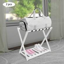 White Luggage Rack, 2 Pack Luggage Rack For Guest Room, Folding Luggage Rack - White - View 2