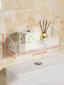 1pc Kids Bath Storage Rack, Drill-Free Installation, Hollow Bottom Bathroom Organizer Shelf