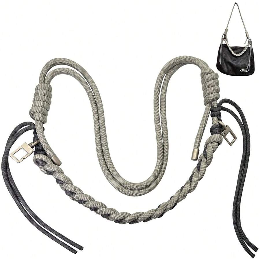 DAOSUN Paracord Rope Purse Straps Replacement Crossbody For Handbags, Adjustable Braided Bag Shoulder Strap{Inchcolor_nameinch:InchGrayinch} - 灰色的 - 查看 1
