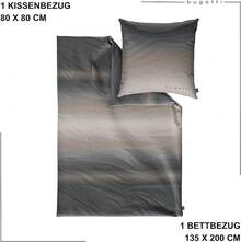 Bugatti Bed Linen 135 X 200 Cm - 100% Cotton, Zip, Cuddly, Soft & Washable, Mako Satin Bed Linen Striped Grey Beige - Grey/Beige - View 2