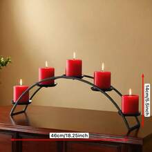 5-Arm Curved Candle Holder - Elegant Curved Design, Sturdy Iron Construction With Black Finish, Suitable For Christmas, Halloween, Restaurants, Living Rooms, And Various Events - Black - View 4