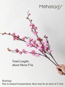 MEHELANY 3.08ft/94cm Artificial Pink Sakura Flower Decor, 1pc Long Stem Silk Sakura Flower Branch, Long Stem Faux White Floral Arrangement, Suitable For Flower Arranging, Wedding Decoration And Home Decor, Can Be Paired With Tall Vases, For DIY Wreaths, Crafts, Office/Bedroom/Party Tabletop Decor - Pink - View 3