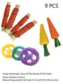 20件/4件/9件/7件/18件装兔子/豚鼠磨牙玩具，天然苹果木磨牙玩具组合，手工制作豚鼠仓鼠小型动物磨牙玩具 - 彩色 - 查看 19