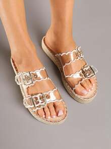 波西米亚风透明搭扣厚底草编鞋 女士夏季/沙滩休闲鞋 - 彩色 - 查看 4