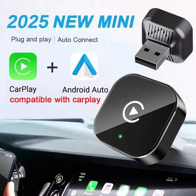 2-In-1 Wireless CarPlay & Android Auto Adapter - Plug & Play CarPlay Dongle Converter, Fast Auto-Connect, No Delay, Compact Design For IPhone & Android With USB/USB-C Port, Wireless Carplay For Android, Car Audio Upgrade, Modern Car Accessory, Highquality Audio, Without Battery