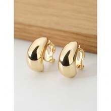 Fashionable Non-Pierced Clip-On Earrings For Women - 金黃色 - 查看 1