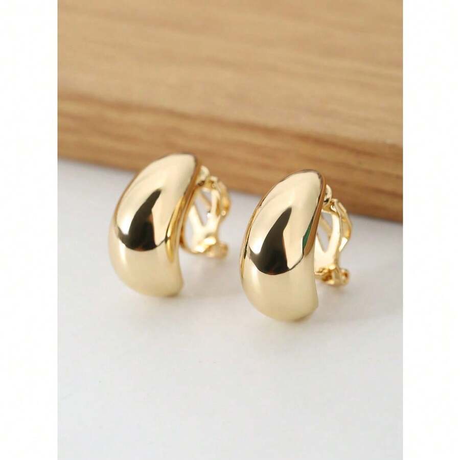 Fashionable Non-Pierced Clip-On Earrings For Women - 金黃色 - 查看 1