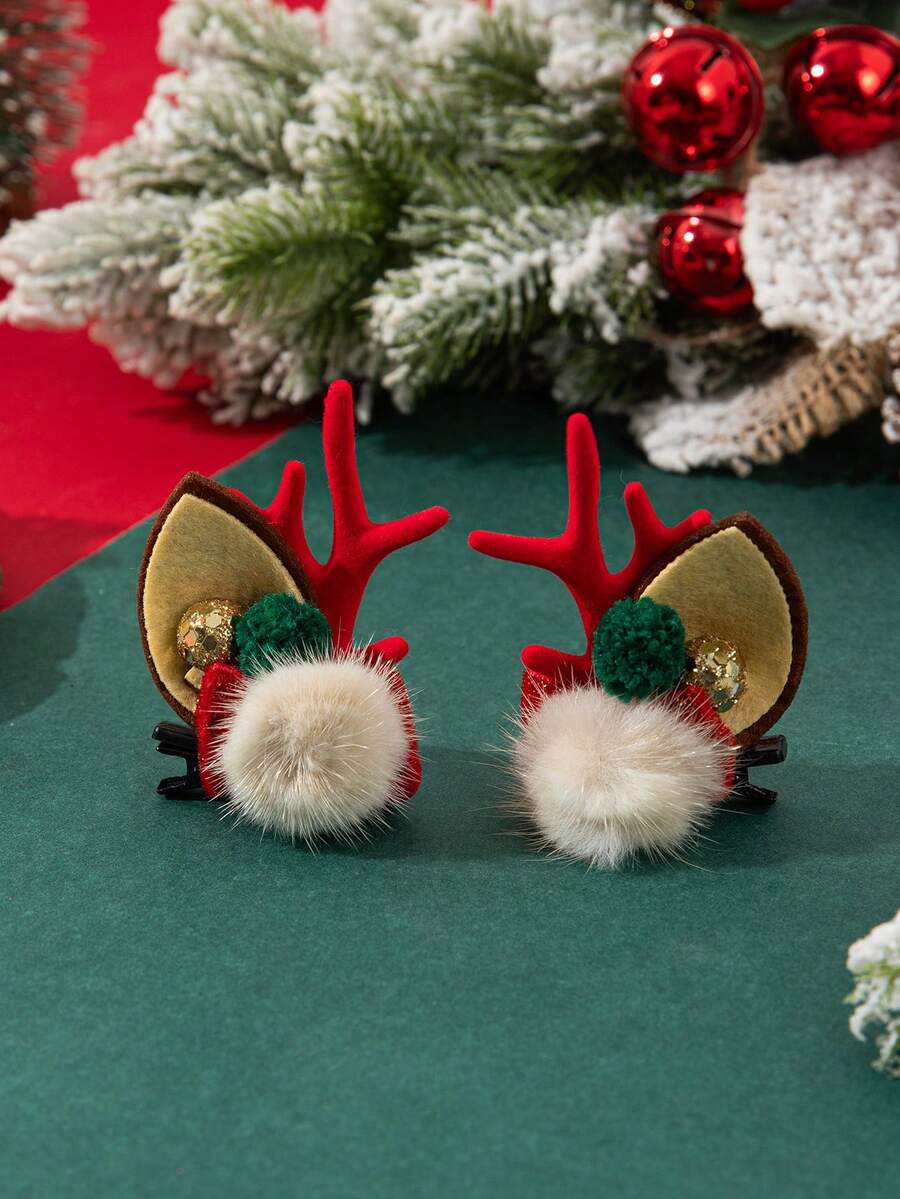 2pcs Cute & Elegant Reindeer Antler Headband, Suitable For Christmas Holiday Outfit - Multicolor - View 1
