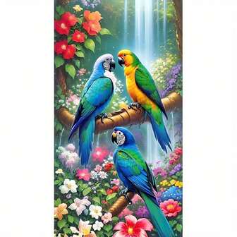 Kits de pintura de diamantes de loro, arte de diamantes para adultos principiantes, pintura de diamantes completa y redonda grande para decoración de pared y regalos (15.75x27.56 pulgadas)