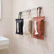 1个PU皮革车载纸巾盒，汽车必备，纸巾盒分配器，扶手箱纸巾盒，防水浴室悬挂式纸巾分配器，可补充纸巾，优雅简约收纳盒，兼容多种纸巾