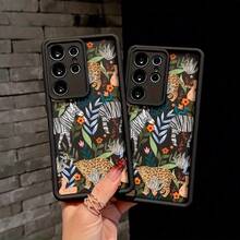 INS Escenario Natural, Diseño Creativo Único, Funda de Teléfono de Leopardo y Cebra, Serpiente, Cisne para Samsung Galaxy S25 S24 S23 S22 S21 S20 FE Ultra Plus 4G 5G, Cubierta Trasera de TPU Suave a Prueba de Golpes - Colores mixtos - Ver 1