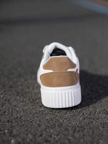 Couples Shoes Size 36-45, Women's Fashion Sneakers, Breathable Casual Shoes, Women's Lace-Up Flat Shoes, Men's Skateboard Shoes, Brown & White Color Block Women's Shoes, Men's Low-Top Tennis Shoes, Casual Outdoor Training Shoes, Fashionable Star Women Shoes - Chocolate Brown - View 2