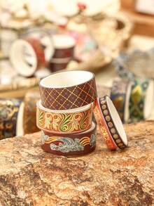 20 Rolls/Box Dunhuang Pattern Vintage Washi Tape Set, Various Gold Foil Pattern Creative Design Masking Tapes, Used For Scrapbook Decoration, DIY Journals And Art Decoration, A Gift For Friends