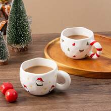 1 chiếc cốc cà phê gốm sứ 230ml/7.8oz, cốc cà phê Giáng sinh dễ thương, cốc trà gốm sứ thủ công dành cho ngày lễ, cốc matcha, thích hợp cho cà phê, sữa, ca cao, latte quế, quà tặng Giáng sinh và sinh nhật sáng tạo. - Nhiều màu - Xem 9