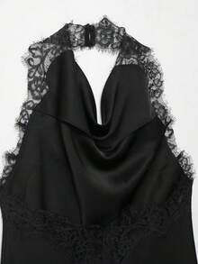 DEEKA Summer New Arrival Women's Fashion Sexy Halter Neck Lace Blouse - Black - View 7