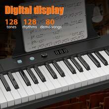 61 Key Piano Keyboard, Portable Keyboard Piano For Beginners, Home Piano With Full-Size Half Weight Key, Built-In Dual Speakers And Pedals, Suitable For Beginners Or Professionals - Black Piano - 查看 6