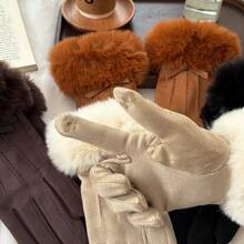 1 Pair Elegant Lady's Windproof Touchscreen Gloves, Thick Thermal Lined Suede Fabric, Suitable For Autumn/Winter, Cycling - Multicolor - View 10