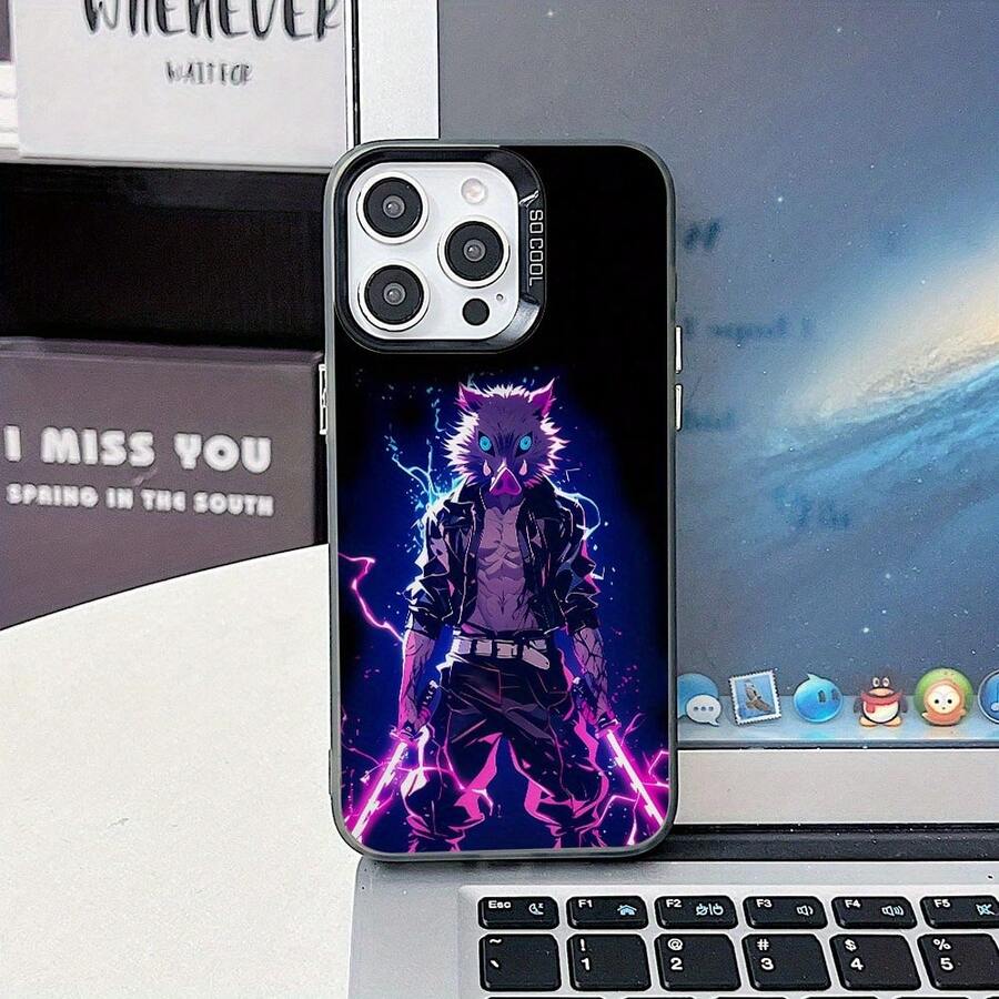 Estilo Ins Caricatura Internet Celebridad Creativa Anime Equipo Asesino Cazador de Demonios Cabeza de Cerdo Chico Funda de Teléfono Adecuada para Apple para iPhone 17 Air 16 16e 15 14 13 12 Mini 11 Pro Max X XR XSMAX 8 7 e Plus Color Plateado Mate Carcasa Dura Trasera, Accesorio de Teléfono a la - Color mezclado 1 - Ver 1