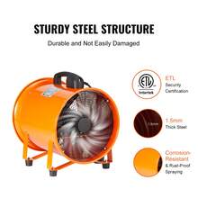 Ventilador portátil , ventilador cilíndrico resistente de 12 pulgadas con manguera de conducto de 33 pies, potente soplador de escape de taller de 560 W 2894 CFM, soplador industrial para succión de polvo, humo, humo en el hogar/lugar de trabajo - 2894 CFM - Ver 3