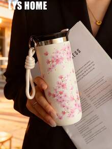 1个500毫升优雅樱花图案双层不锈钢保温咖啡杯，也可作保温杯、旅行杯、茶杯、水瓶使用，适用于旅行、办公、居家、学校、汽车等多种场合，是圣诞节、母亲节、情人节、生日的理想礼物。 - 彩色 - 查看 3