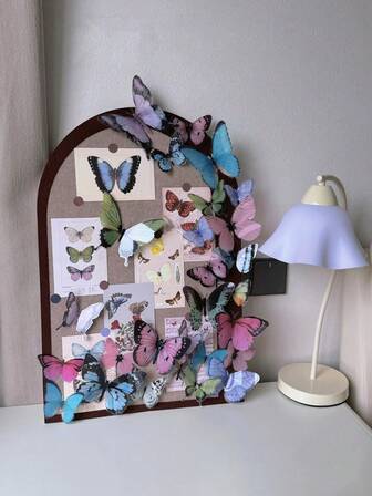 1pc Butterfly Felt Board Photo Wall Self-Adhesive No Drilling DIY Photo Display Background Wall Sticker Decor Memo Board