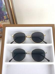 2 件装复古小圆框时尚眼镜女士 - 2PC小盒時尚(金灰 銀灰) - 查看 5