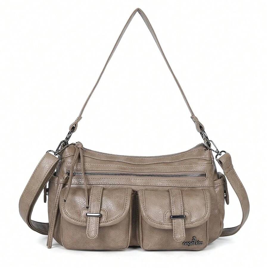 Angel Kiss Hobo Purses For Women Crossbody Shoulder Bag Ladies Multi Pocket Handbags With Adjustable Shoulder Strap{Inchcolor_nameinch:InchKhakiinch} - Màu Khaki - Xem 1