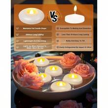 2025 NEwHomemory 12 Pack 3 Flameless Led Floating Candles 200 Hour White Battery Operate Waterproof Tealights For Cylinder Vases Centerpieces At Wedding Dr Party Pool - 暖白光(24只裝,白色外殼) - 查看 4