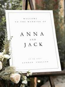 Photo Wedding Welcome Sign, Minimalist Wedding Welcome Board, Modern Wedding Sign, Wedding Welcome Plaque, Photo Welcome Board - Multicolor - View 1
