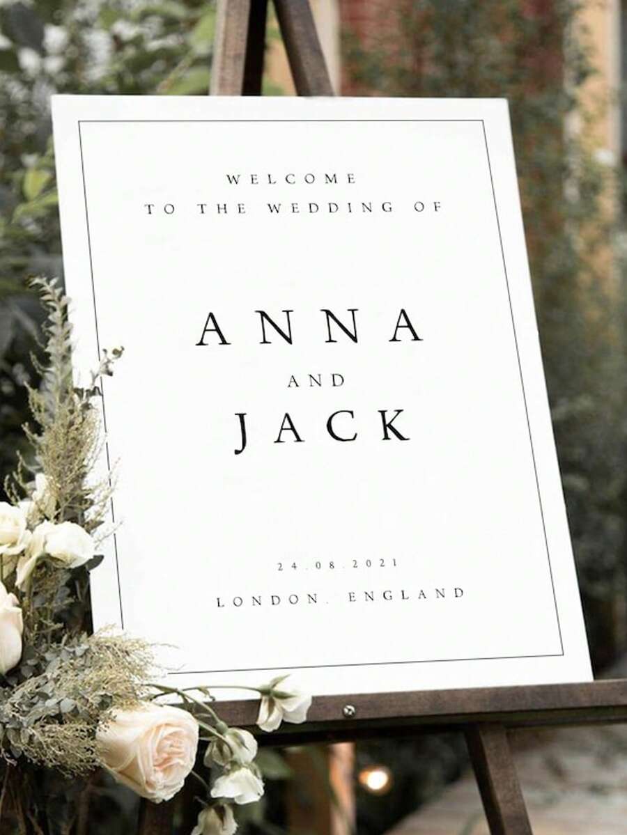 Photo Wedding Welcome Sign, Minimalist Wedding Welcome Board, Modern Wedding Sign, Wedding Welcome Plaque, Photo Welcome Board - Multicolor - View 1