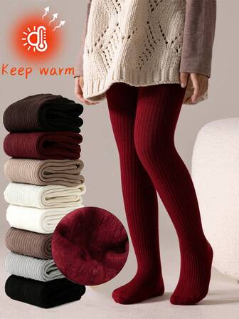 paquete de 3/1 Mallas gruesas y cálidas de unicolor para bebés y niñas pequeñas, leggings clásicos y versátiles, suaves y cómodos, adecuados para uso diario en otoño/invierno o como regalo para fiestas