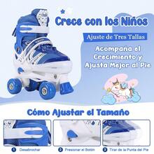 Patines profesionales para niños y principiantes con freno y tamaño de pie ajustables Patines para niños aptos para niñas y niños con ruedas iluminadas tenis para niña zapatos para niña - Azul - Ver 4
